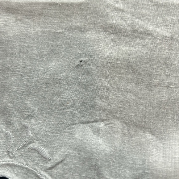 Vintage European Linen Embroidery Cutwork Table Cloth 93” x 126” - Picture 10 of 16